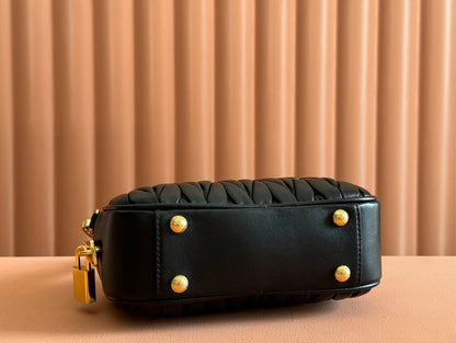 MIU MIU ARCADIE MATELASSÉ BAG 19 IN BLACK LAMBSKIN GOLD HARDWARE