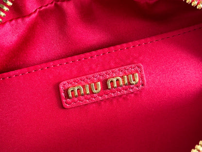 MIU MIU ARCADIE MATELASSÉ BAG 19 IN CERISE RED CALFSKIN GOLD HARDWARE