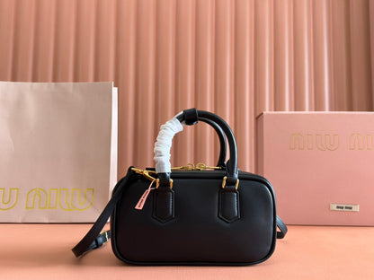 MIU MIU ARCADIE BAG 19 IN BLACK SHINY CALFSKIN