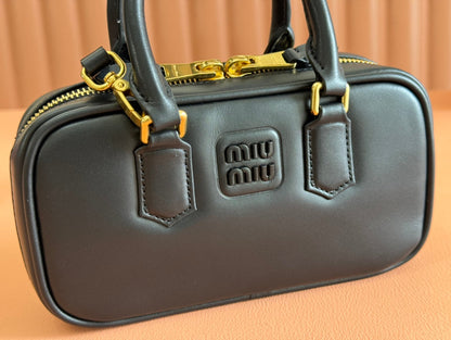 MIU MIU ARCADIE BAG 19 IN BLACK SHINY CALFSKIN