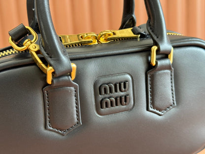 MIU MIU ARCADIE BAG 19 IN BLACK SHINY CALFSKIN