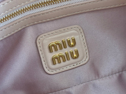 MIU MIU ARCADIE MATELASSÉ BAG 22 IN MISCHKA BEIGE LAMBSKIN