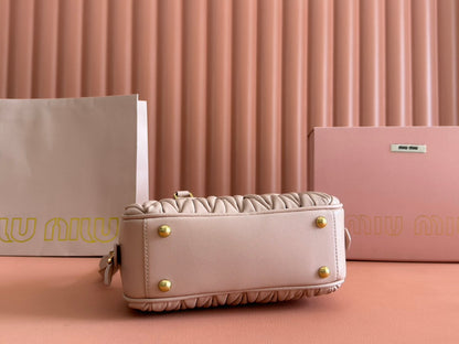 MIU MIU ARCADIE MATELASSÉ BAG 22 IN MISCHKA BEIGE LAMBSKIN