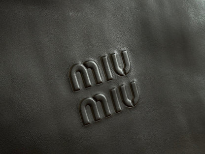 MIU MIU LARGE HOBO TOTE BAG 60 IN BLACK CALFSKIN