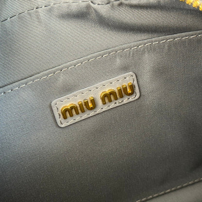 MIU MIU ARCADIE MATELASSÉ NAPPA SMALL BAG 19 IN GREY LAMBSKIN GOLD HARDWARE