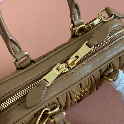 MIU MIU ARCADIE MINI BAG 19 CARAMEL IN MATELASSÉ NAPPA LEATHER