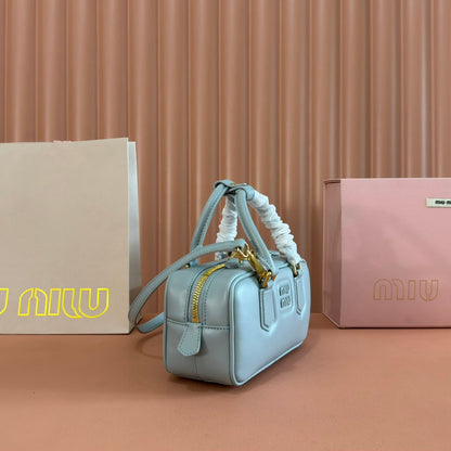 MIU MIU ARCADIE SMALL 22 BAG IN LIGHT BLUE CALFSKIN
