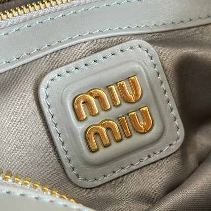MIU MIU ARCADIE SMALL 22 BAG IN LIGHT BLUE CALFSKIN