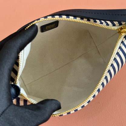 MIU MIU HOBO BAG 25 STRIPED WITH LOGO IN CANVAS