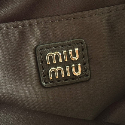 MIU MIU MIUMIU 26S CRYSTAL TOTE 24 BAG IN BLACK CALFSKIN