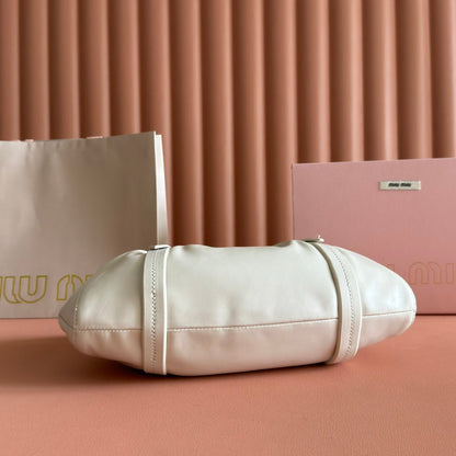 MIU MIU MIUMIU 26S JOIE HAND BAG 32 IN WHITE SHINY LAMBSKIN GOLD HARDWARE