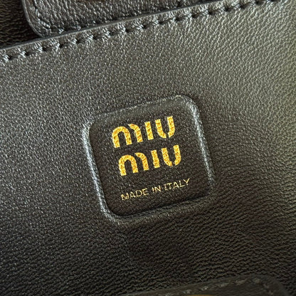 MIU MIU MIUMIU 26S JOIE HAND BAG 22 IN BLACK SHINY LAMBSKIN GOLD HARDWARE