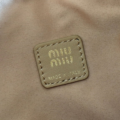 MIU MIU MIUMIU 26S POUCH BAG 15 IN DARK BEIGE CALFSKIN GOLD HARDWARE