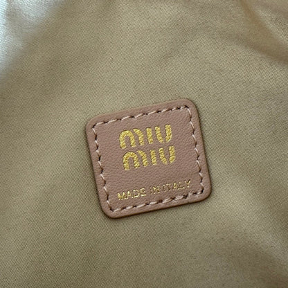 MIU MIU MIUMIU 26S POUCH BAG 15 IN LIGHT PINK CALFSKIN GOLD HARDWARE