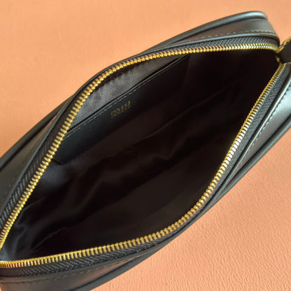MIU MIU MIUMIU 26S POUCH BAG 20 IN BLACK CALFSKIN GOLD HARDWARE