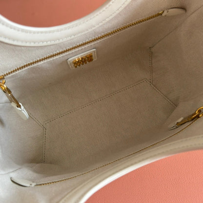 MIU MIU MIUMIU 26S IVY BAG 23 IN WHITE CALFSKIN GOLD HARDWARE