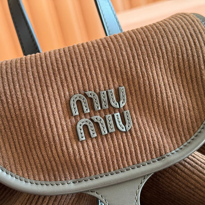 MIU MIU MIUMIU 26S MEDIUM BACKPACK 29 IN CHOCOLATE BROWN CANVAS BLACK CALFSKIN