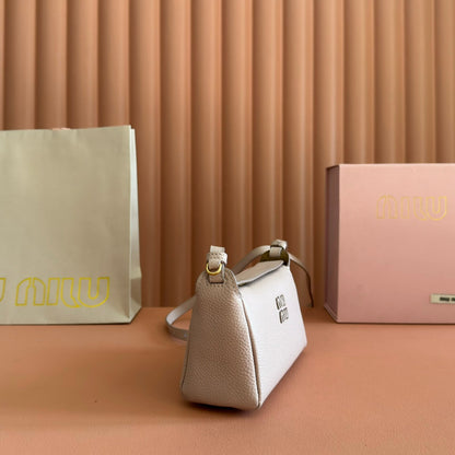 MIU MIU MIUMIU 26S POUCH BAG 18 IN DARK BEIGE CALFSKIN GOLD HARDWARE