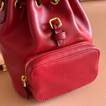 MIU MIU MIUMIU 26S MINI-BACKPACK 17 IN DARK RED CALFSKIN GOLD HARDWARE