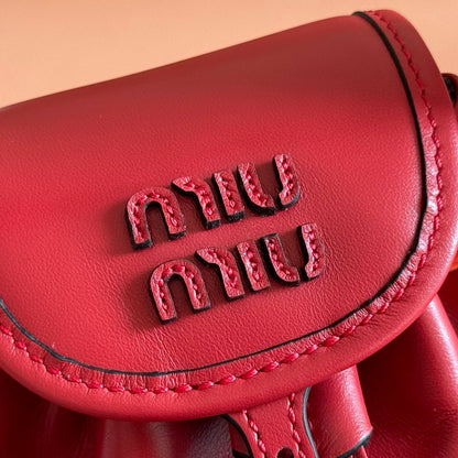 MIU MIU MIUMIU 26S MINI-BACKPACK 17 IN DARK RED CALFSKIN GOLD HARDWARE