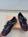 GYMNASIUM SNEAKER IN BLACK FABRIC AND BLACK RED SNAKE EFFECT CALFSKIN