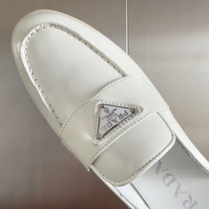 PRADA Pra White Patent Leather Mule 25mm Rubber Sole