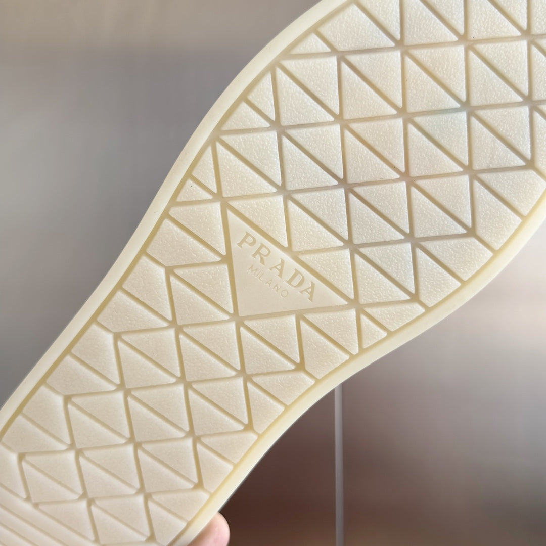 PRADA Pra Light Brown Suede Leather Mule 25mm Rubber Sole