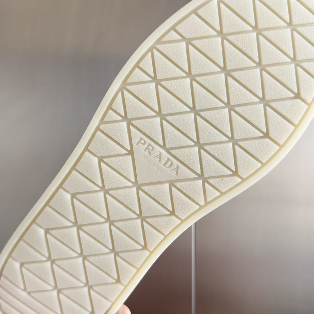 PRADA Pra White Suede Leather Mule 25mm Rubber Sole