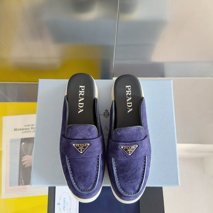 PRADA Pra Purple Suede Leather Mule 25mm Rubber Sole