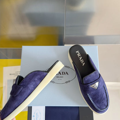 PRADA Pra Purple Suede Leather Mule 25mm Rubber Sole