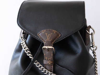 LOUIS VUITTON LV 25S MONTSOURIS VIBE 35 IN BLACK LAMBSKIN SILVER HARDWRE