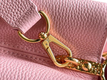 LOUIS VUITTON CAPUCINES EAST-WEST 33 IN BLUSH PINK CALFSKIN GOLD HARDWARE