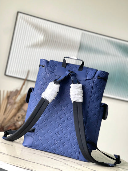 LOUIS VUITTON CHRISTOPHER MM 44 IN SAPPHIRE BLUE TAURILLON