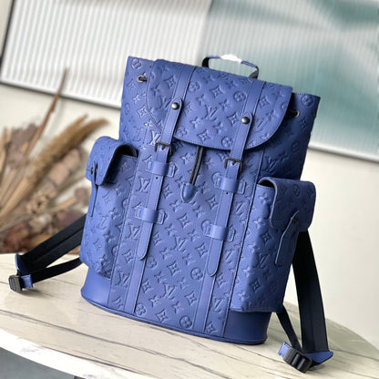 LOUIS VUITTON CHRISTOPHER MM 44 IN SAPPHIRE BLUE TAURILLON