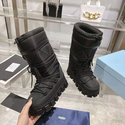 PRADA RE-NYLON SKI BOOTS BLACK ATTACHED POUCH