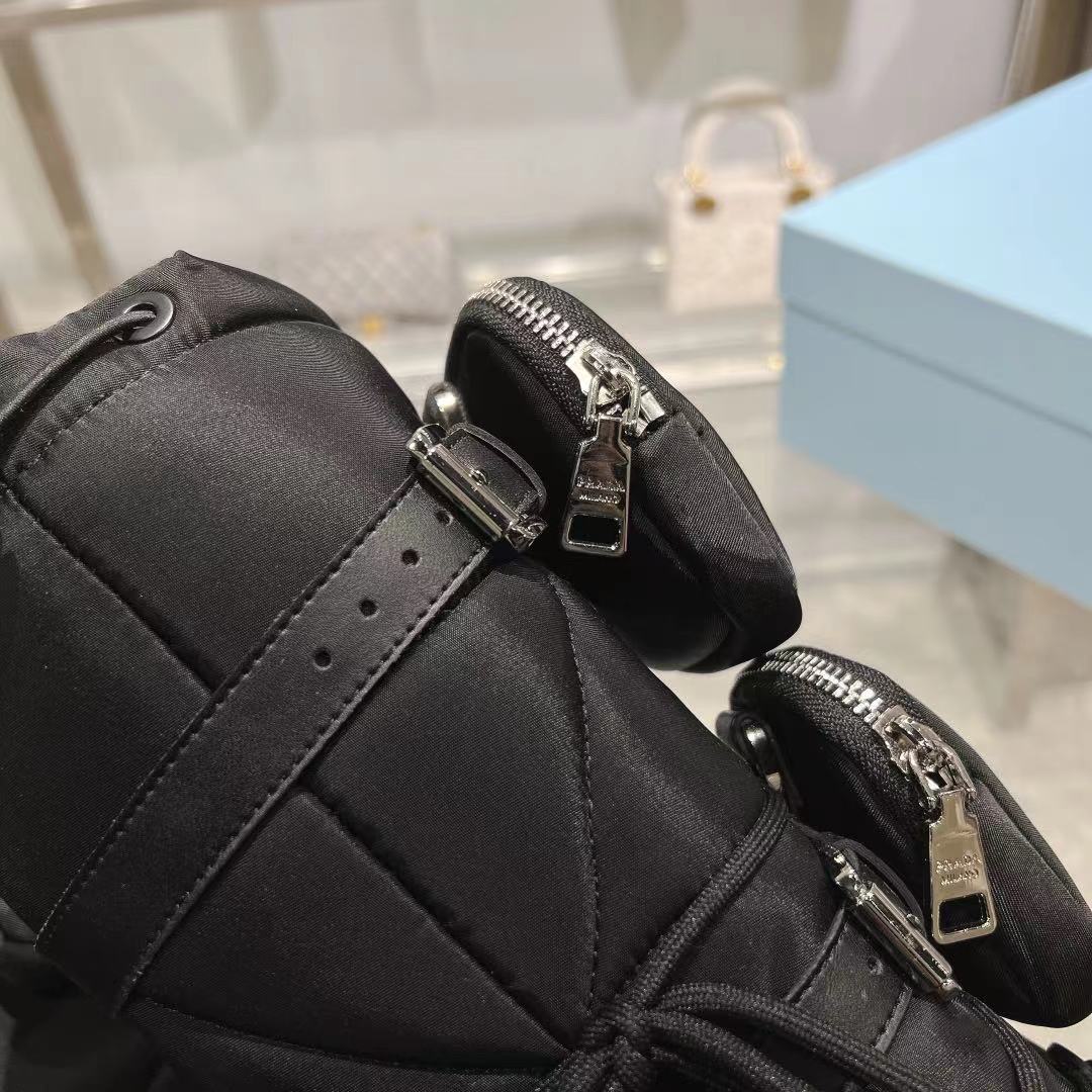 PRADA RE-NYLON SKI BOOTS BLACK ATTACHED POUCH