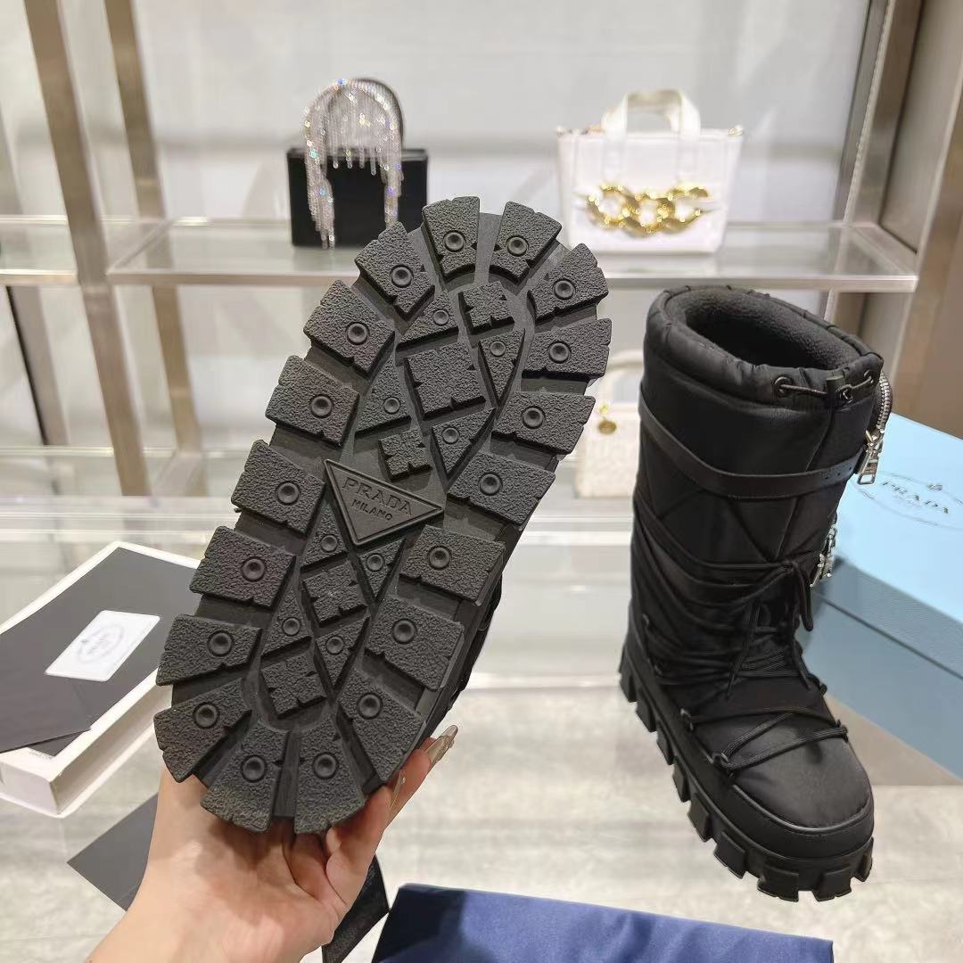 PRADA RE-NYLON SKI BOOTS BLACK ATTACHED POUCH