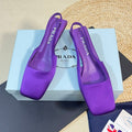 PRADA SQUARE TOE SLINGBACK PUMPS VIOLET SATIN