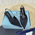 PRADA POINTED TOE SLINGBACK PUMPS BLACK SATIN