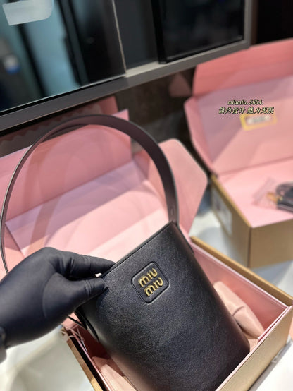 MIU MIU BUCKET 20 BAG IN BLACK CALFSKIN