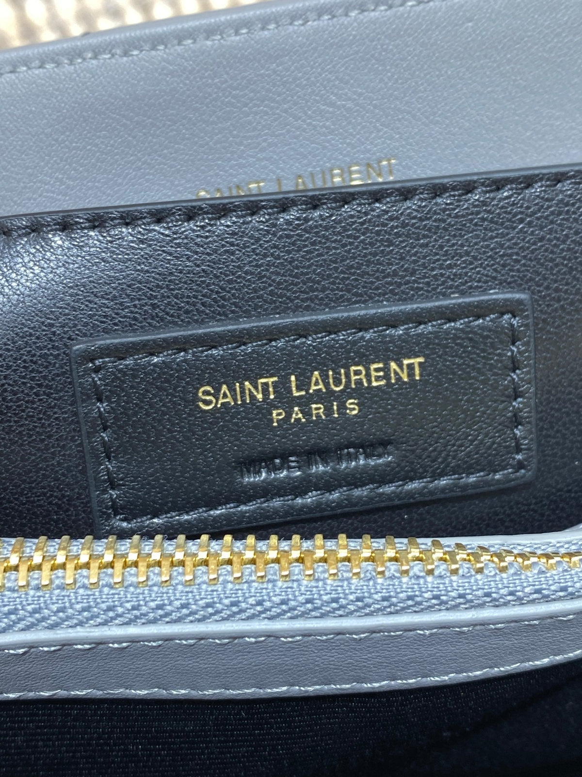 SAINT LAURENT LOULOU SMALL 25 IN ASH BLUE LAMBSKIN GOLD HARDWARE