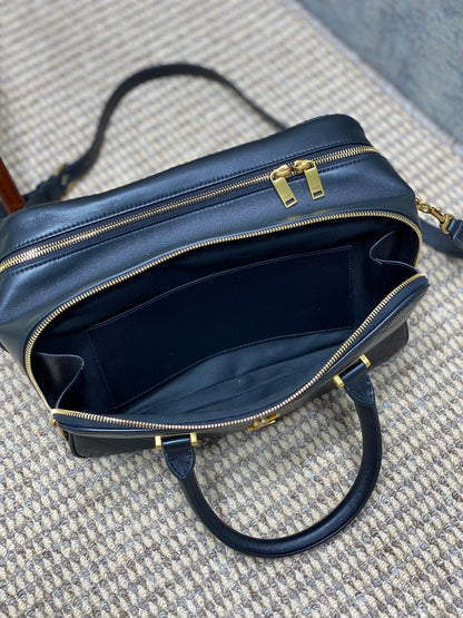 SAINT LAURENT SMALL TRAVEL BAG 31 IN BLACK QUILTED LAMBSKIN GOLD HARDWARE