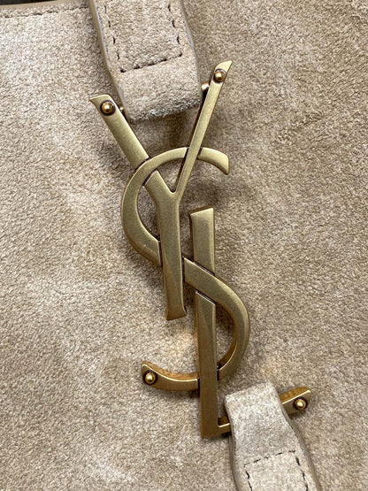 SAINT LAURENT LE 5 À 7 SUPPLE BAG 31 IN KHAKI BROWN SUEDE
