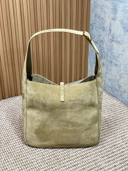 SAINT LAURENT LE 5 À 7 SUPPLE BAG 31 IN KHAKI BROWN SUEDE