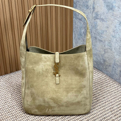 SAINT LAURENT LE 5 À 7 SUPPLE BAG 31 IN KHAKI BROWN SUEDE