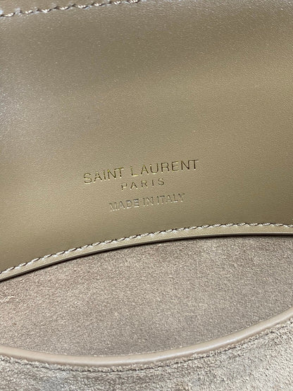 SAINT LAURENT LE 37 SMALL BUCKET BAG 20 IN CEDAR BROWN CALFSKIN GOLD HARDWARE