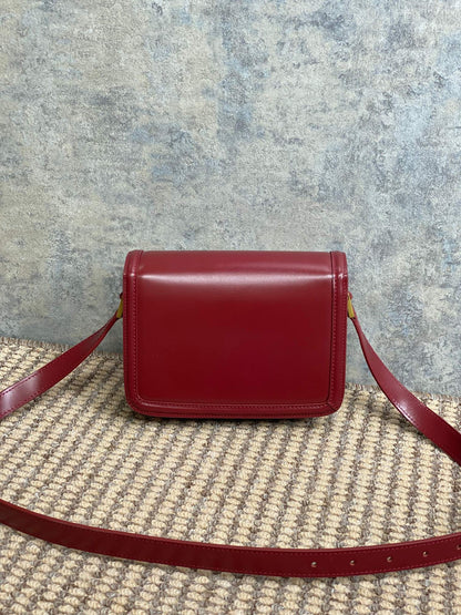 SAINT LAURENT SOLFERINO SMALL SATCHEL 19 IN SCARLET RED CALFSKIN GOLD HARDWARE