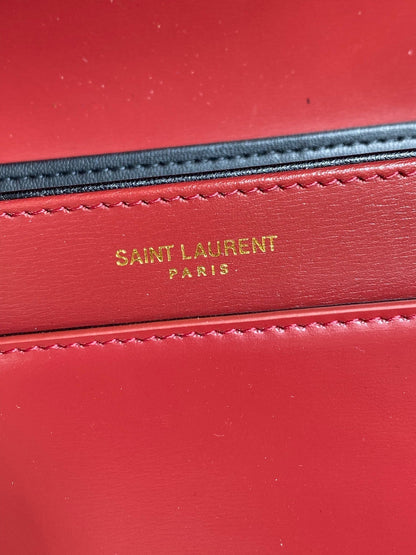 SAINT LAURENT SOLFERINO SMALL SATCHEL 19 IN SCARLET RED CALFSKIN GOLD HARDWARE