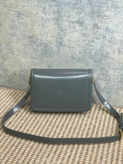 SAINT LAURENT SOLFERINO SMALL SATCHEL 23 IN DARK GREY CALFSKIN GOLD HARDWARE