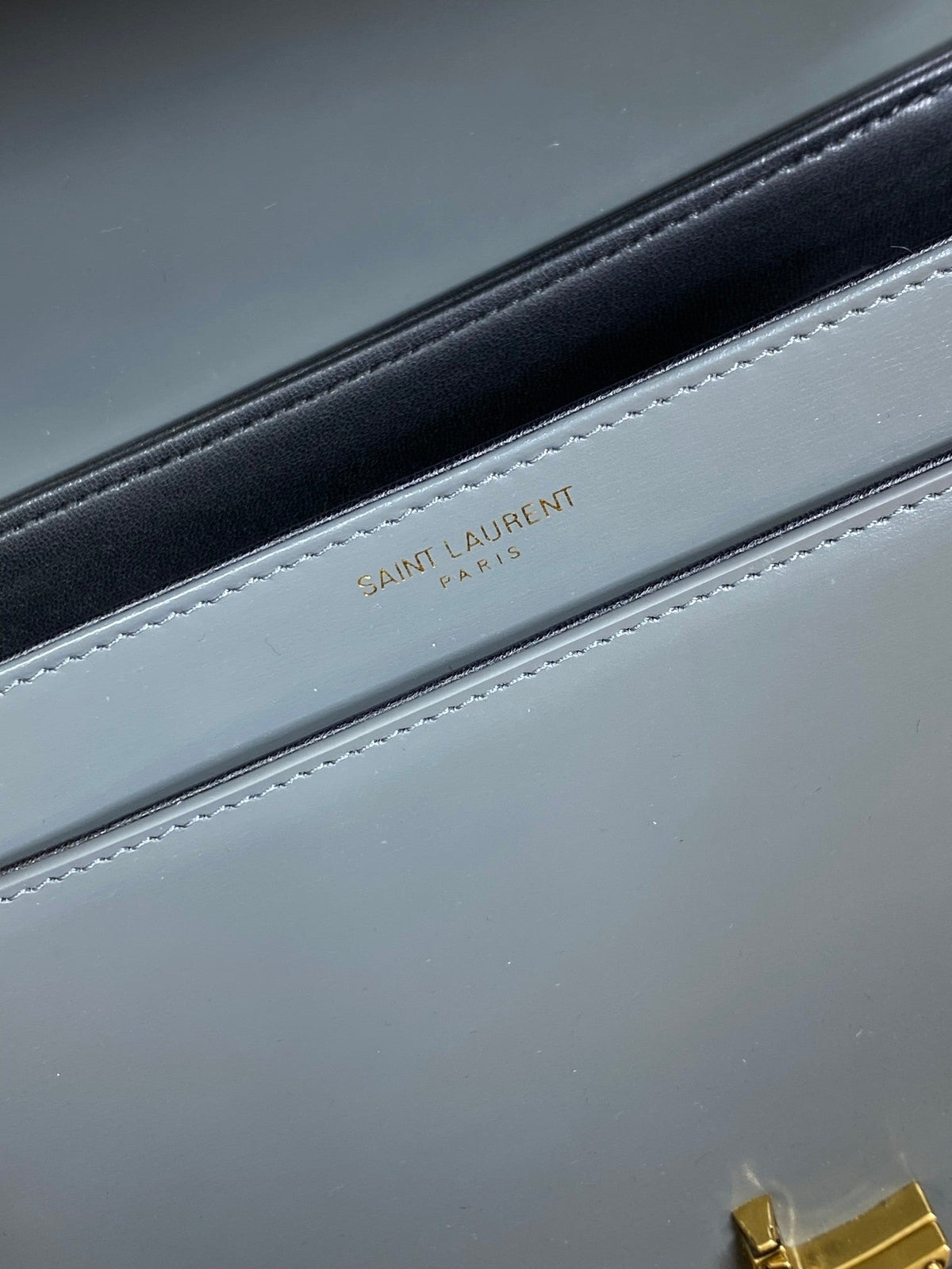 SAINT LAURENT SOLFERINO SMALL SATCHEL 23 IN DARK GREY CALFSKIN GOLD HARDWARE